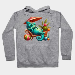 Lazy Chilling Chameleon Illustration Hoodie